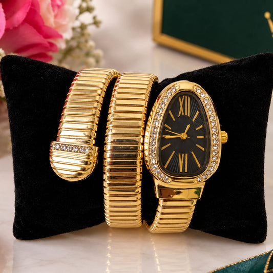 Anti Tarnish Gold Braclet Snake Watch