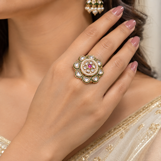 Kundan Adjustable Ring